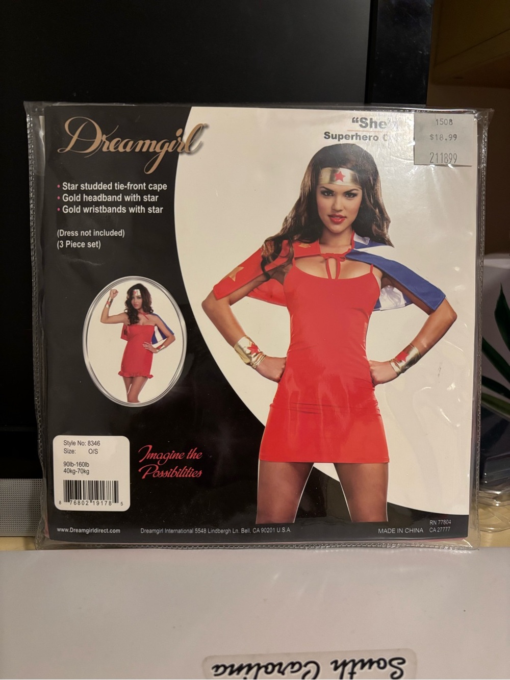 Dreamgirl Red Superhero Cape Set with Gold Accents